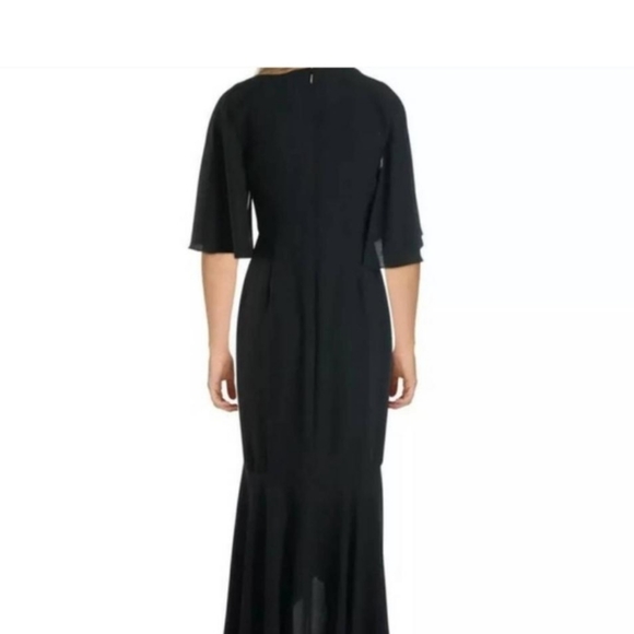 Bcbgmaxazria black ruffle tall dress ,Open Sleeves V-Neck Wrap Dress - Picture 6 of 7